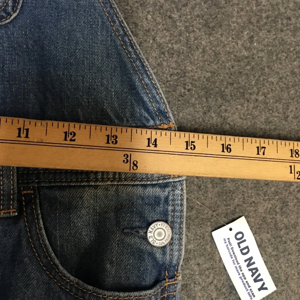 NEW Old Navy Denim Overalls Kid Size L 10-12 Blue Distressed Straight Leg Unisex
